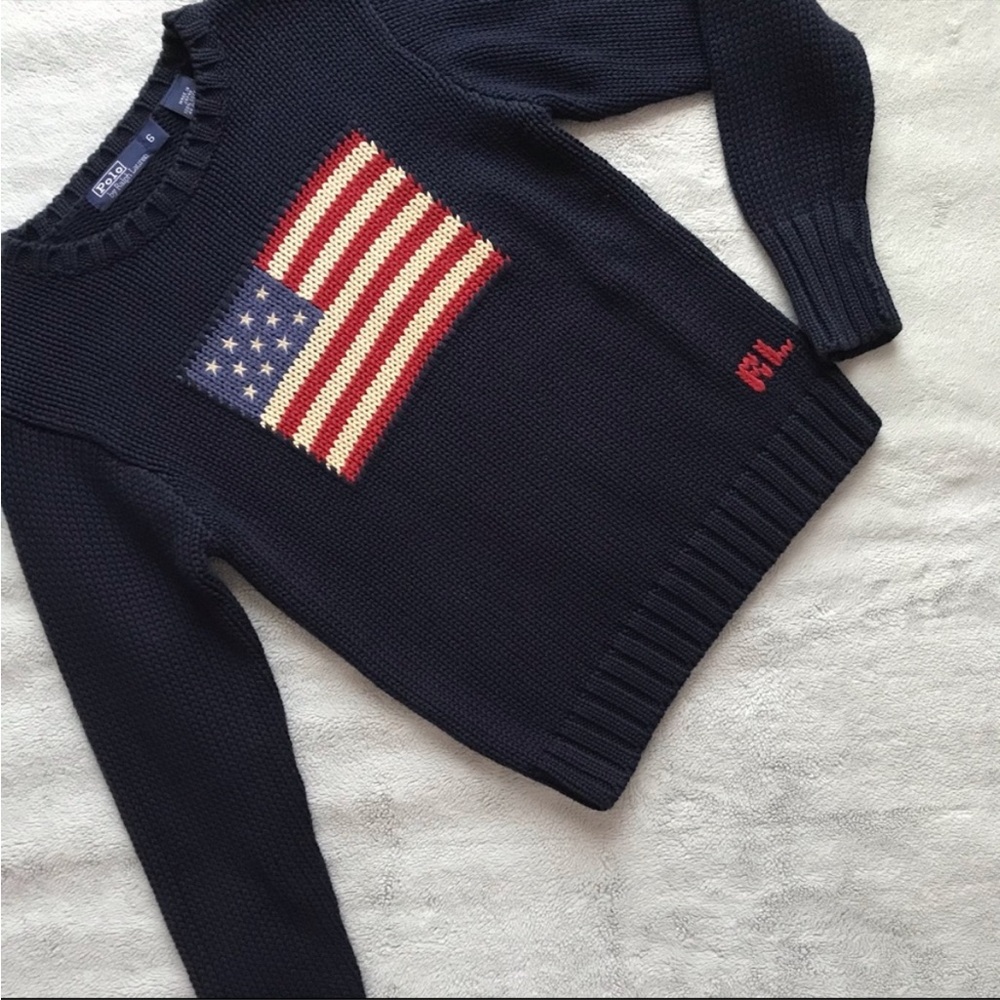Polo Ralph Lauren VTG American Flag Knit Sweater Kids Preppy. Perfect condition!